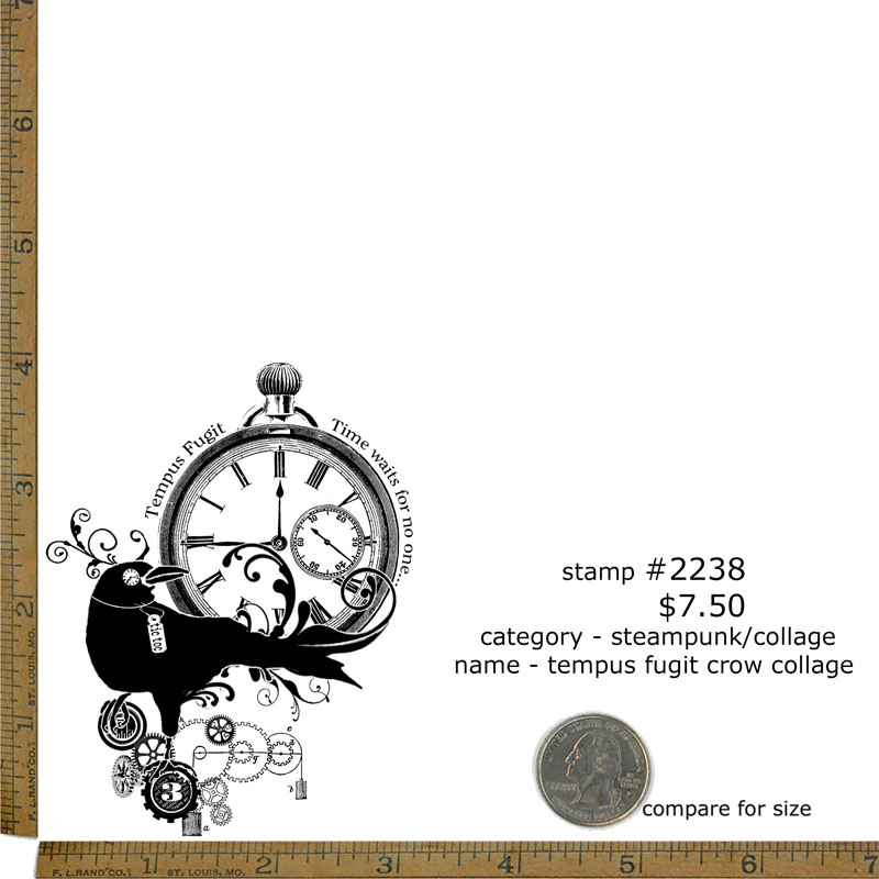 #2238 - Tempus Fugit Crow Collage - Steampunk/Collage